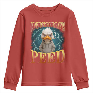 Funny Smoking Goose Meme Youth Sweatshirt Consider Your Pants Peed TS14 Red Print Your Wear