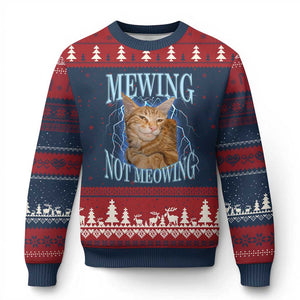 Mewing Not Meowing Ugly Christmas Sweater Funny Cat Meme TS14 Navy Red Print Your Wear