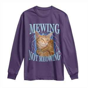 Mewing Not Meowing Long Sleeve Shirt Funny Cat Meme TS14 Purple Print Your Wear