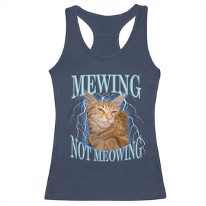 Mewing Not Meowing Racerback Tank Top Funny Cat Meme TS14 Navy Print Your Wear