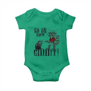 Funny Cowboy Raccoon Opossum Baby Onesie Go On Now Git TS14 Irish Green Print Your Wear
