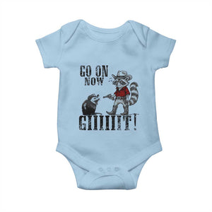 Funny Cowboy Raccoon Opossum Baby Onesie Go On Now Git TS14 Light Blue Print Your Wear