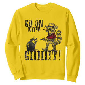 Funny Cowboy Raccoon Opossum Sweatshirt Go On Now Git TS14 Daisy Print Your Wear