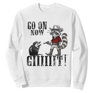 Funny Cowboy Raccoon Opossum Sweatshirt Go On Now Git TS14 White Print Your Wear