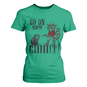 Funny Cowboy Raccoon Opossum T Shirt For Women Go On Now Git - Print Your Wear