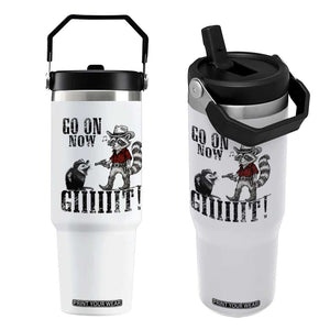 Funny Cowboy Raccoon Opossum Flip Straw Tumbler Go On Now Git TS14 One Size: 30 oz White Print Your Wear