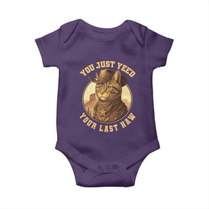 Cowboy Cat Baby Onesie You Just Yeehaw Your Last Haw TS14 Purple Print Your Wear