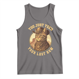 Cowboy Cat Tank Top You Just Yeehaw Your Last Haw TS14 Deep Heather Print Your Wear