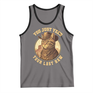 Cowboy Cat Tank Top You Just Yeehaw Your Last Haw TS14 Deep Heather Black Print Your Wear