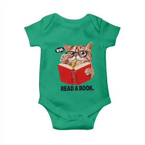 Funny Cat Reading Baby Onesie Book Lover - Print Your Wear