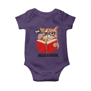 Funny Cat Reading Baby Onesie Book Lover TS14 Purple Print Your Wear