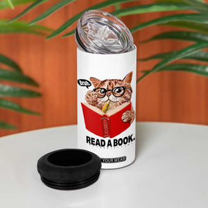 Funny Cat Reading 4 in 1 Can Cooler Tumbler Book Lover TS14 Print Your Wear