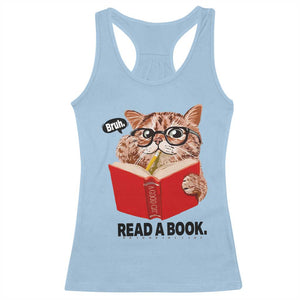 Funny Cat Reading Racerback Tank Top Book Lover TS14 Light Blue Print Your Wear