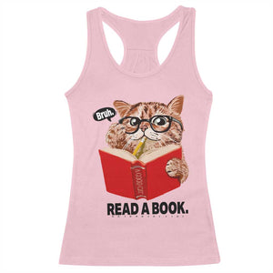Funny Cat Reading Racerback Tank Top Book Lover TS14 Light Pink Print Your Wear