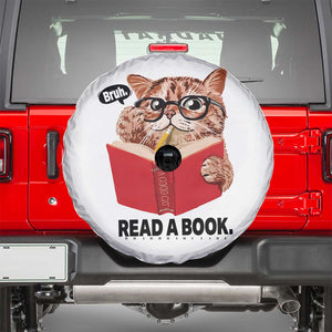 Funny Cat Reading Spare Tire Cover Book Lover TS14 White Print Your Wear
