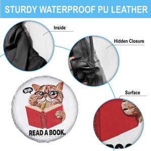 Funny Cat Reading Spare Tire Cover Book Lover TS14 Print Your Wear