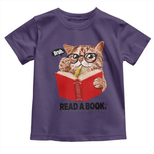 Funny Cat Reading Toddler T Shirt Book Lover TS14 Purple Print Your Wear