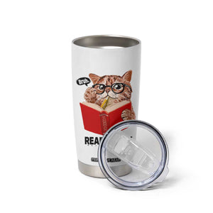 Funny Cat Reading Tumbler Cup Book Lover TS14 Print Your Wear