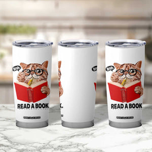 Funny Cat Reading Tumbler Cup Book Lover TS14 Print Your Wear