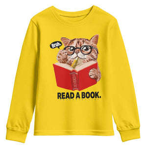 Funny Cat Reading Youth Sweatshirt Book Lover TS14 Daisy Print Your Wear