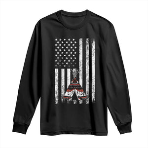 Teepee Pocket Native American Long Sleeve Shirt American Flag Native Feather Pride Month Indigenous