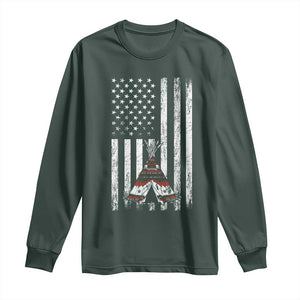 Teepee Pocket Native American Long Sleeve Shirt American Flag Native Feather Pride Month Indigenous