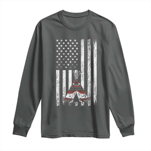 Teepee Pocket Native American Long Sleeve Shirt American Flag Native Feather Pride Month Indigenous