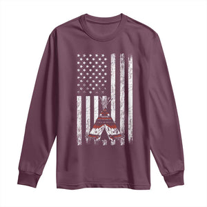 Teepee Pocket Native American Long Sleeve Shirt American Flag Native Feather Pride Month Indigenous
