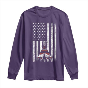 Teepee Pocket Native American Long Sleeve Shirt American Flag Native Feather Pride Month Indigenous