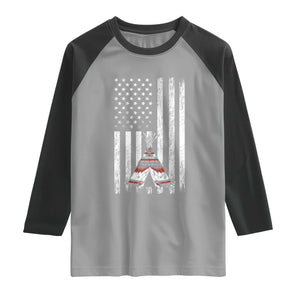 Teepee Pocket Native American Raglan Shirt American Flag Native Feather Pride Month Indigenous
