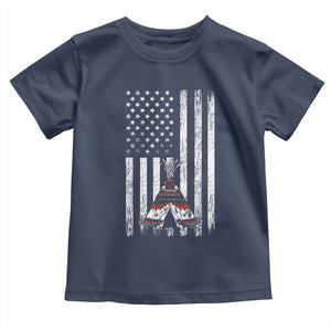 Teepee Pocket Native American Toddler T Shirt American Flag Native Feather Pride Month Indigenous