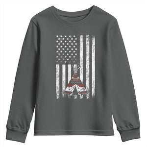Teepee Pocket Native American Youth Sweatshirt American Flag Native Feather Pride Month Indigenous