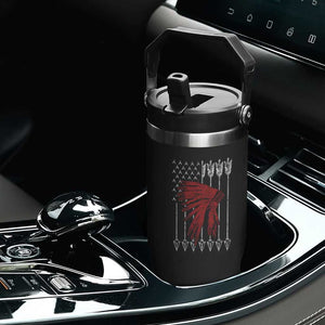 Native American Teepee American Flag Flip Straw Tumbler