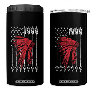 Native American Teepee American Flag 4 in 1 Can Cooler Tumbler