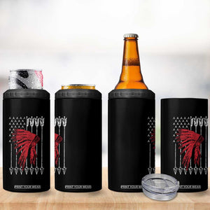Native American Teepee American Flag 4 in 1 Can Cooler Tumbler