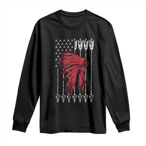 Native American Teepee American Flag Long Sleeve Shirt