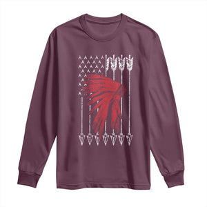 Native American Teepee American Flag Long Sleeve Shirt