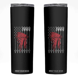Native American Teepee American Flag Skinny Tumbler