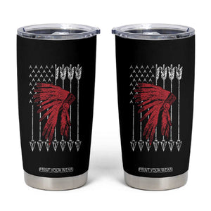 Native American Teepee American Flag Tumbler Cup