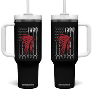 Native American Teepee American Flag Tumbler With Handle