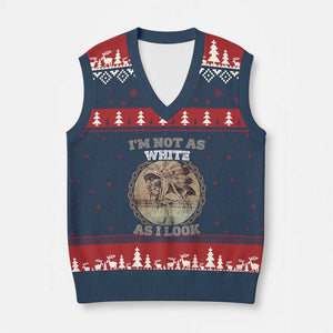Native American Heritage V-Neck Knit Sweater Vest I'm Not As White As I Look