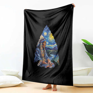 Native American Arrowhead Hunter Starry Night Throw Blanket