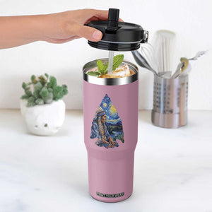 Native American Arrowhead Hunter Starry Night Flip Straw Tumbler