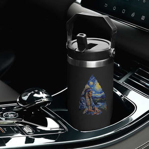 Native American Arrowhead Hunter Starry Night Flip Straw Tumbler