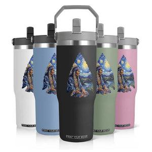 Native American Arrowhead Hunter Starry Night Flip Straw Tumbler