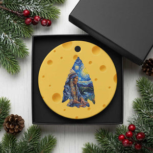Native American Arrowhead Hunter Starry Night Ceramic Ornament
