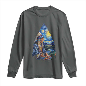 Native American Arrowhead Hunter Starry Night Long Sleeve Shirt