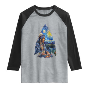 Native American Arrowhead Hunter Starry Night Raglan Shirt