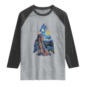 Native American Arrowhead Hunter Starry Night Raglan Shirt