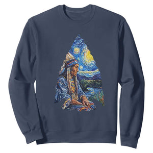 Native American Arrowhead Hunter Starry Night Sweatshirt